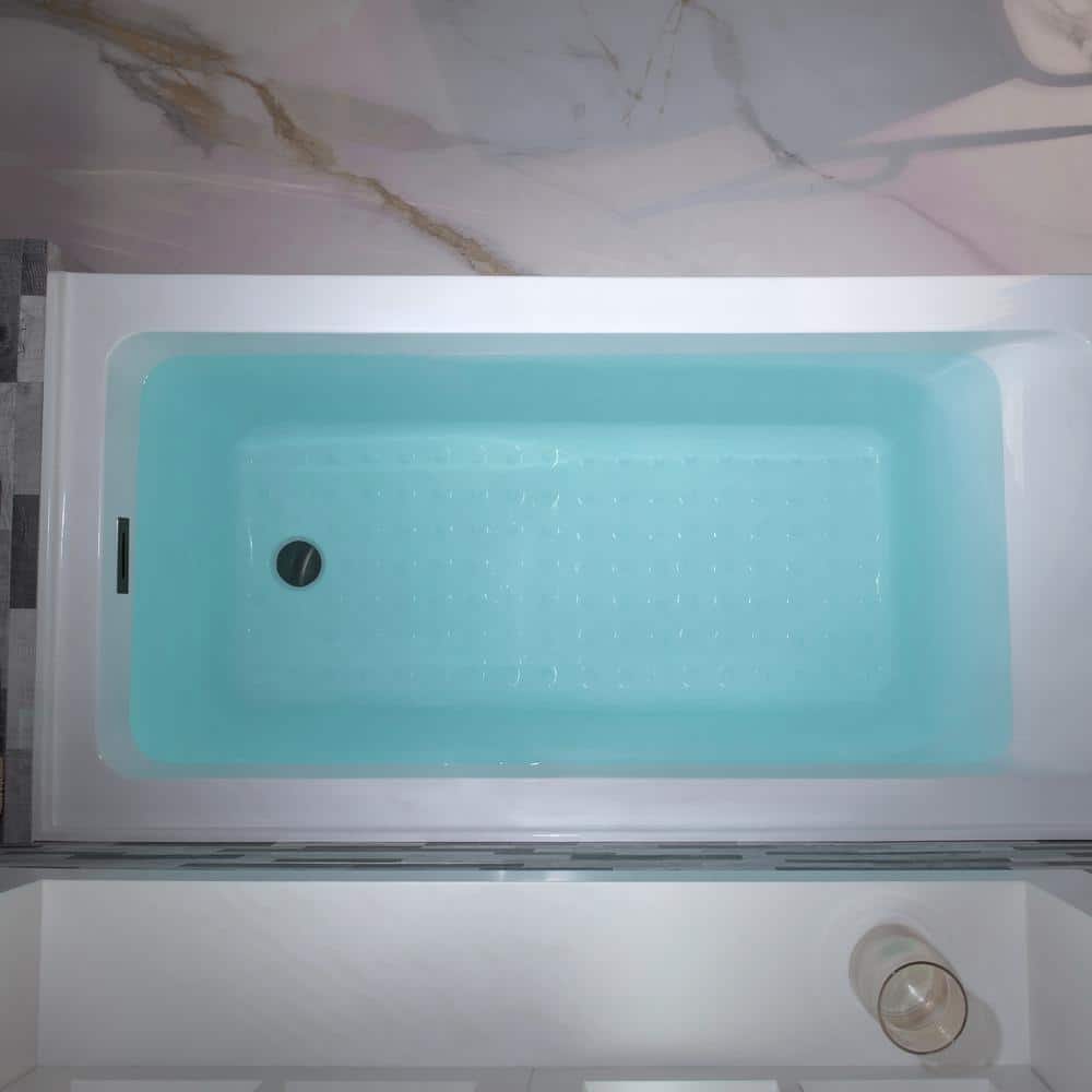 60'' x 30'' White Acrylic Alcove Soaking Bathtub with Right Drain
