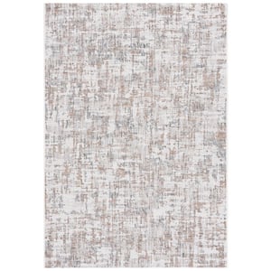 Courtyard Ivory/Dark Gray Brown 4 ft. x 6 ft. 2-Toned Marle Indoor/Outdoor Area Rug