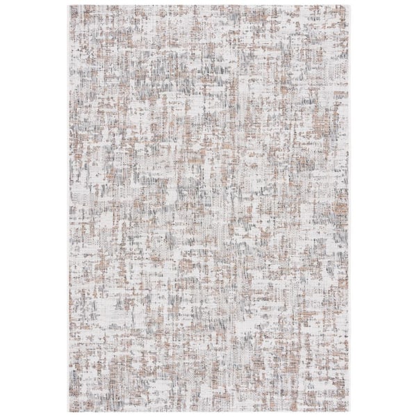 SAFAVIEH Courtyard Ivory/Dark Gray Brown 8 ft. x 10 ft. 2-Toned Marle Indoor/Outdoor Area Rug