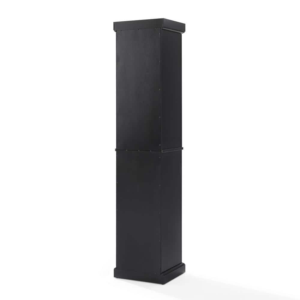 Seaside Distressed Black Tall Linen Cabinet with Adjustable Shelving
