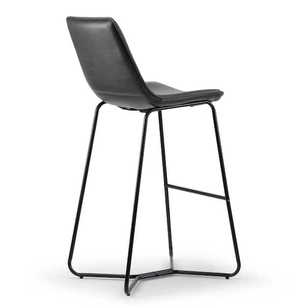 Amery 30 in. Grey Iron Frame Vintage Faux Leather Bar Stool (Set of 2)