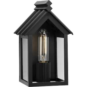 Jeffrey Alan Marks Point Dume Dunemere Collection Hardwired 1-Light Matte Black 10.5 in. LED Outdoor Lantern Sconce