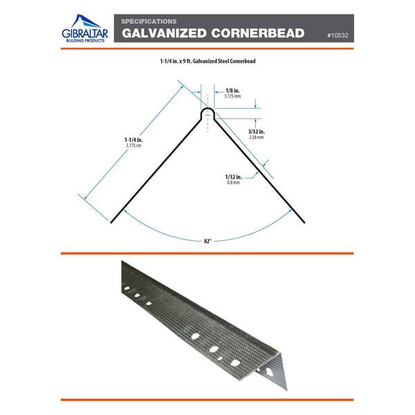 1-1/4 in. x 9 ft. Galvanized Steel Drywall Corner Bead