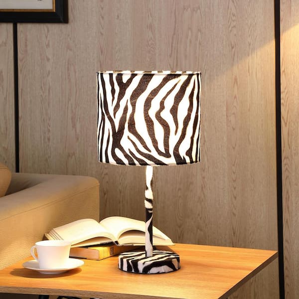 Faux Suede Zebra Metal Table Lamp, Zebra Wood Table Lamp