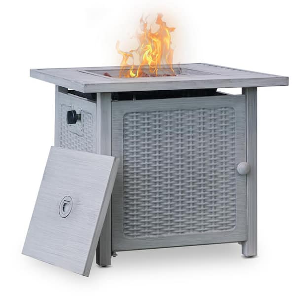 Wateday Gray Square Metal 24.41 in. Outdoor Fire Pit Table