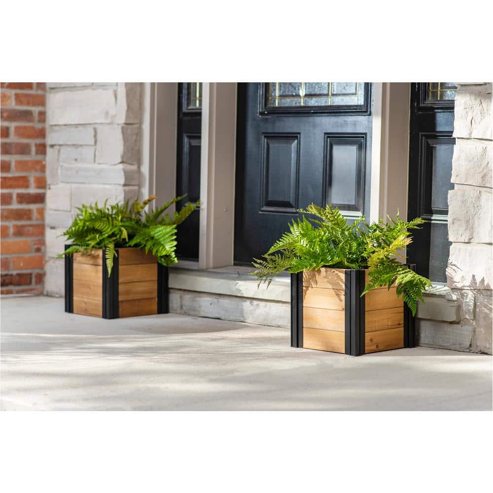 Mezza Cedar Brown Square Indoor/Outdoor Planter Box Set