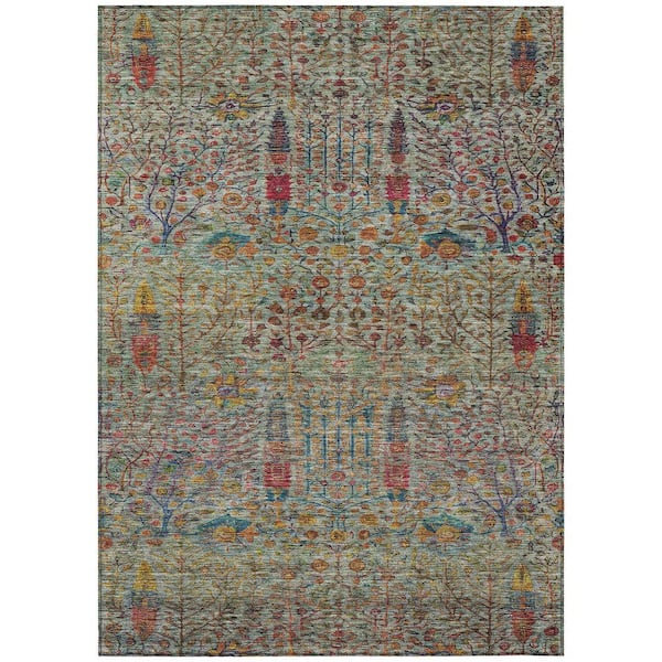 Chantille Machine Washable Indoor/Outdoor Abstract ACN2053 Green 5 ft. x 7 ft. 6 in. Area Rug