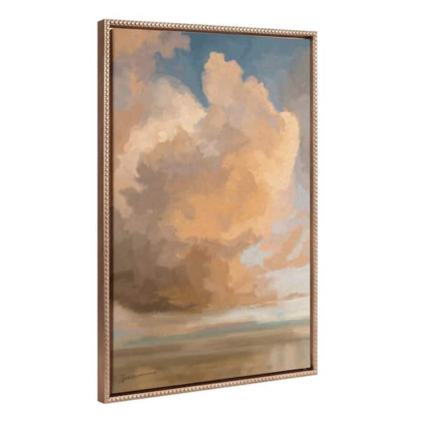 Kate and Laurel Modern Abstract Cloudy Landscape Wall Art in. 1-Piece Gold Framed Canvas Art Print, 23 in. x 33 in.