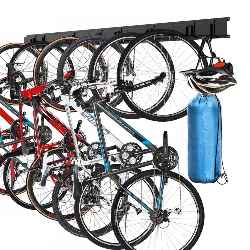 2 in. x 4 in. Garage Bike Storage Rack w/8 Hooks & 5 Broad Indoor Wall Mount Hanger for 6 Bicycles Up to 300 lbs. W/Stud