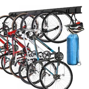 2 in. x 4 in. Garage Bike Storage Rack w/8 Hooks & 5 Broad Indoor Wall Mount Hanger for 6 Bicycles up to 300 lbs. w/Stud
