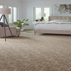 Posh Patterns Elegant Beige 37 oz. Polyester Pattern Installed Carpet