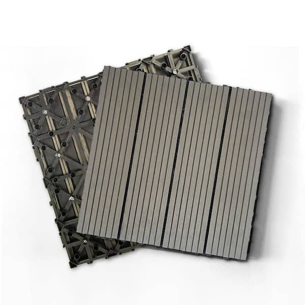 1 ft. x 1 ft. Plastic Composite Deck Tile in Dark Gray, Resist Rust, Water, Easy to DIY and Maintain(20 per Case)