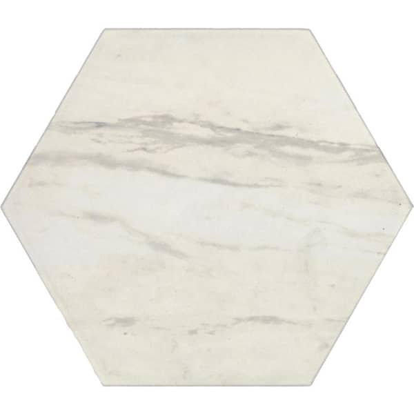 Daltile Perpetuo Timeless White 8 in. x 9 in. Color Body Porcelain Hexagon Floor and Wall Tile Sample