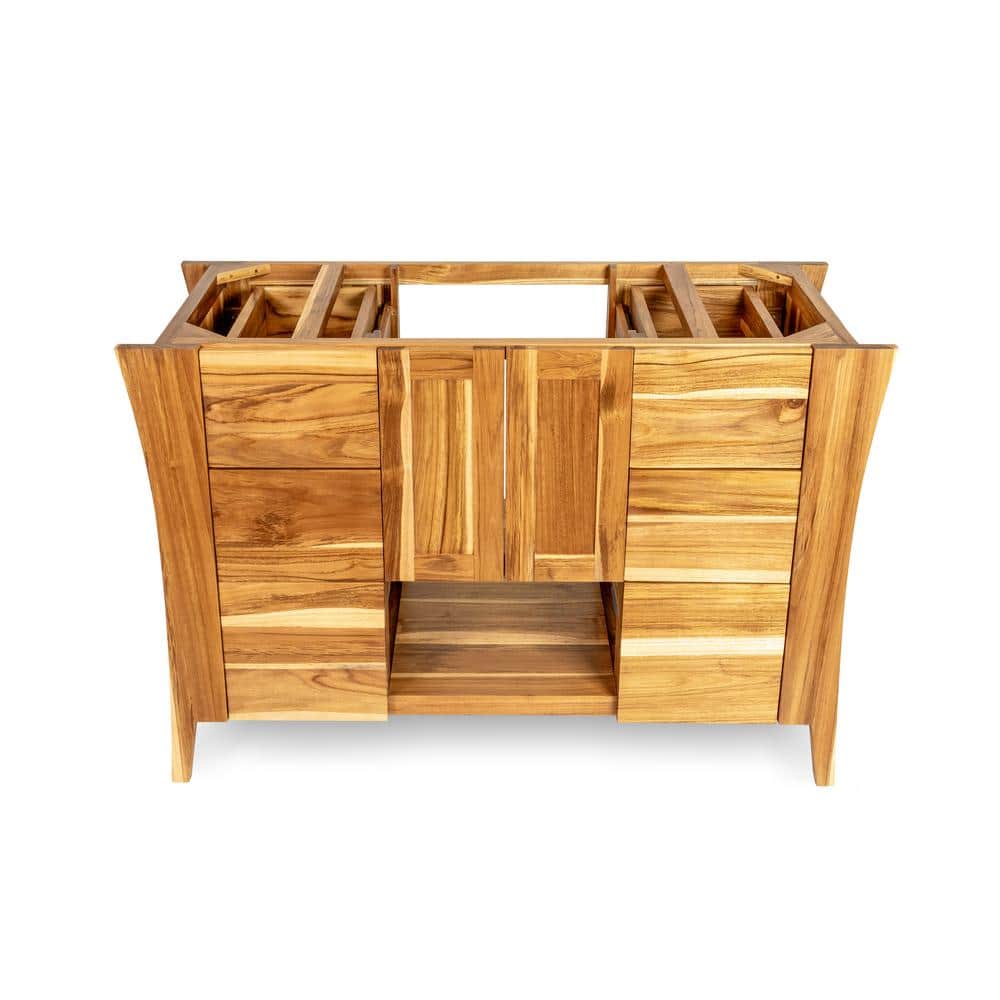 Curvature 48 in. L Teak Vanity Cabinet Only in Natural Teak