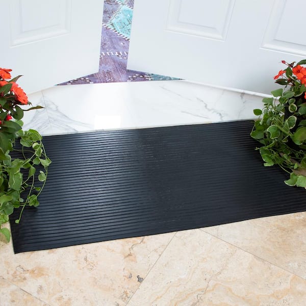 Ottomanson Easy Clean, Waterproof Non-Slip Indoor/Outdoor Rubber Doormat,  18 x 30, Black Circles