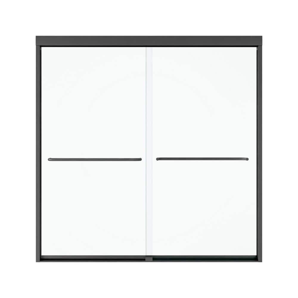 60 in. W x 60 in. H Double Sliding Semi Frameless Tub Shower Door in Matte Black Finish with Clear Glass price history on PriceWatchPro