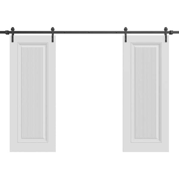 7888 72 in. x 84 in. Sold Core White Enamel Color Wood Sliding Barn Door with Hardware Kit
