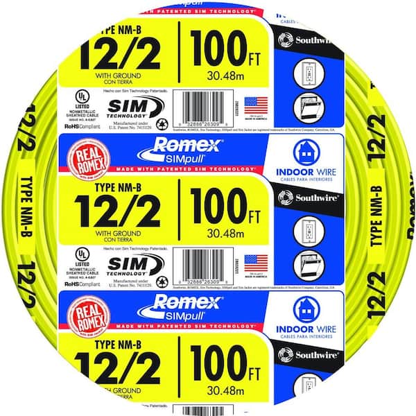 Southwire 100 ft. 12/2 Solid Romex SIMpull CU NM-B W/G Wire