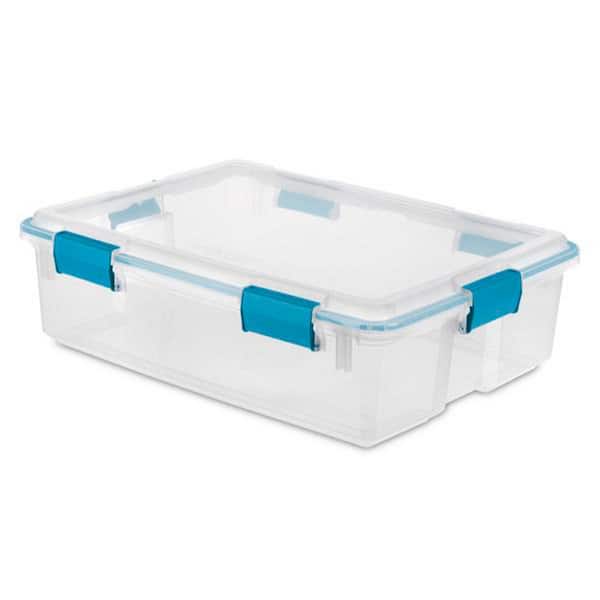 Sterilite 64 Quart Latching Hinged See-through Plastic Stacking Storage  Container Tote With Recessed Lids For Home Organization, Marine Blue (6  Pack) : Target