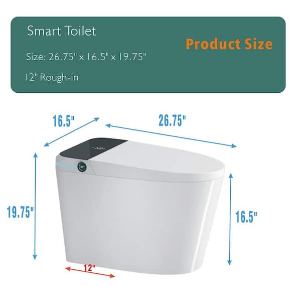 Boosicavelly Elongated Bidet Toilet with Auto Seat, Foot Sensor, and LED Display