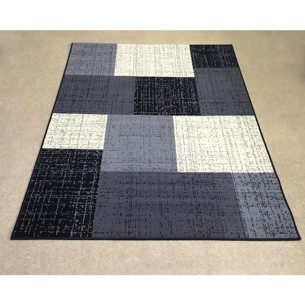 RugStylesOnline Modela Geometric Abstract Black and White 8 ft. x 10 ft. Synthetic Rectangle Area Rug
