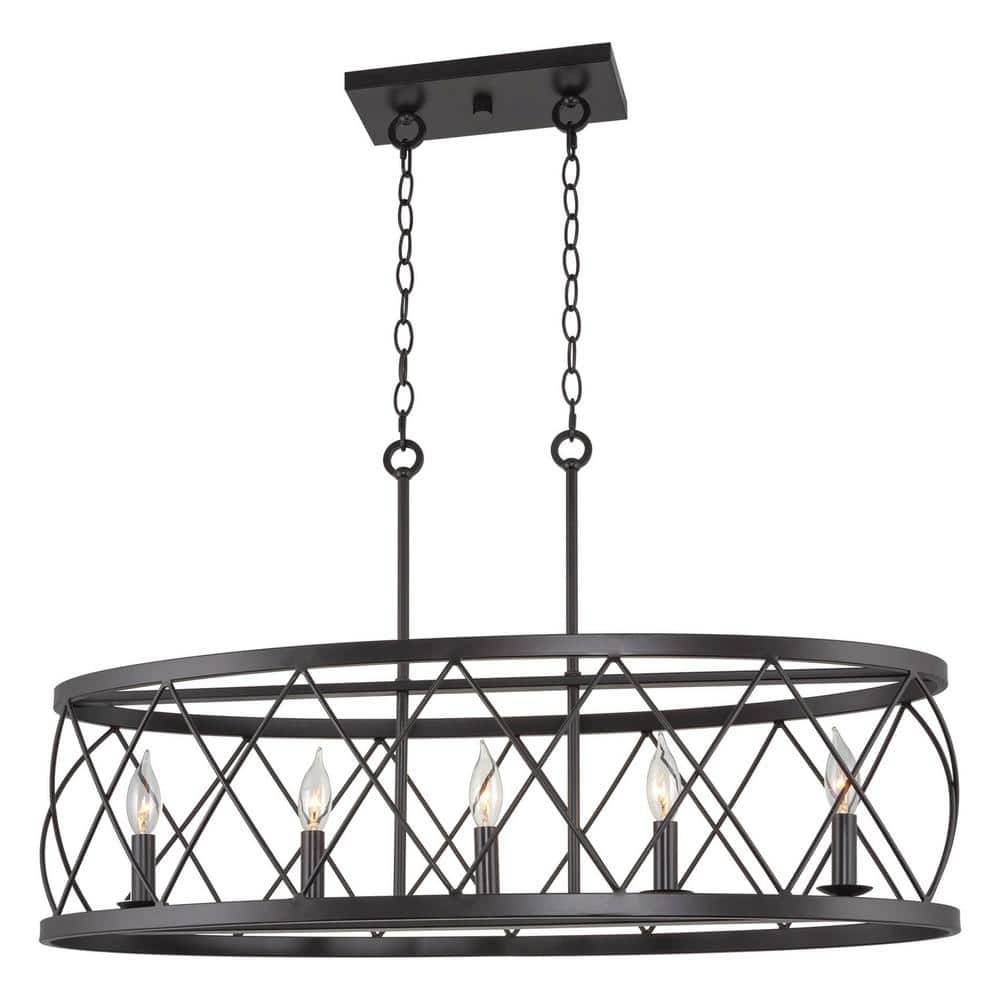Kira Home Eleanor 60Watt 5Light Oilrubbed Bronze Transitional Island