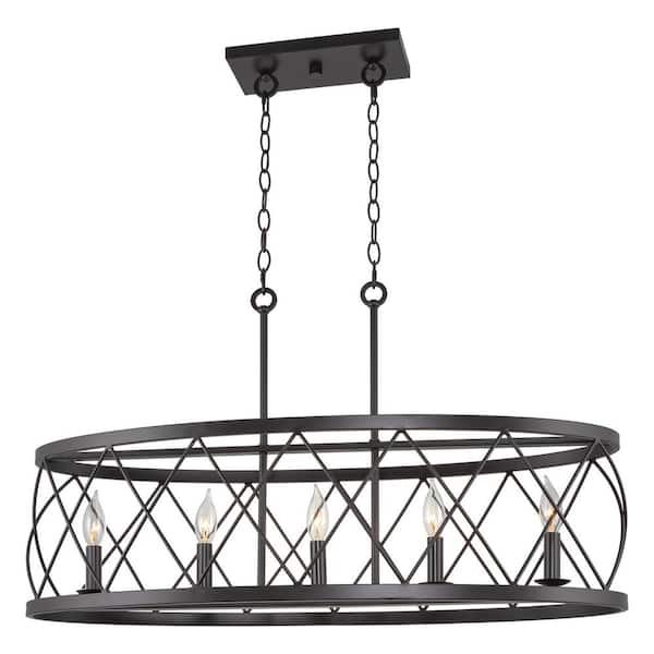 Kira Home Eleanor 60-Watt 5-Light Oil-rubbed Bronze Transitional Island Light Pendant Light, No Bulb Included