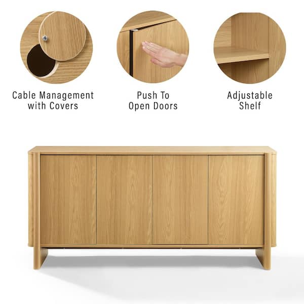 CROSLEY FURNITURE Wesley White Oak MDF 63 in. Sideboard KF33044WO