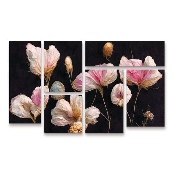 Unbranded Tree Child Gentle Pink Dry flowers Multi Panel Unframed Photography Wall Art 28 in. x 47 in.
