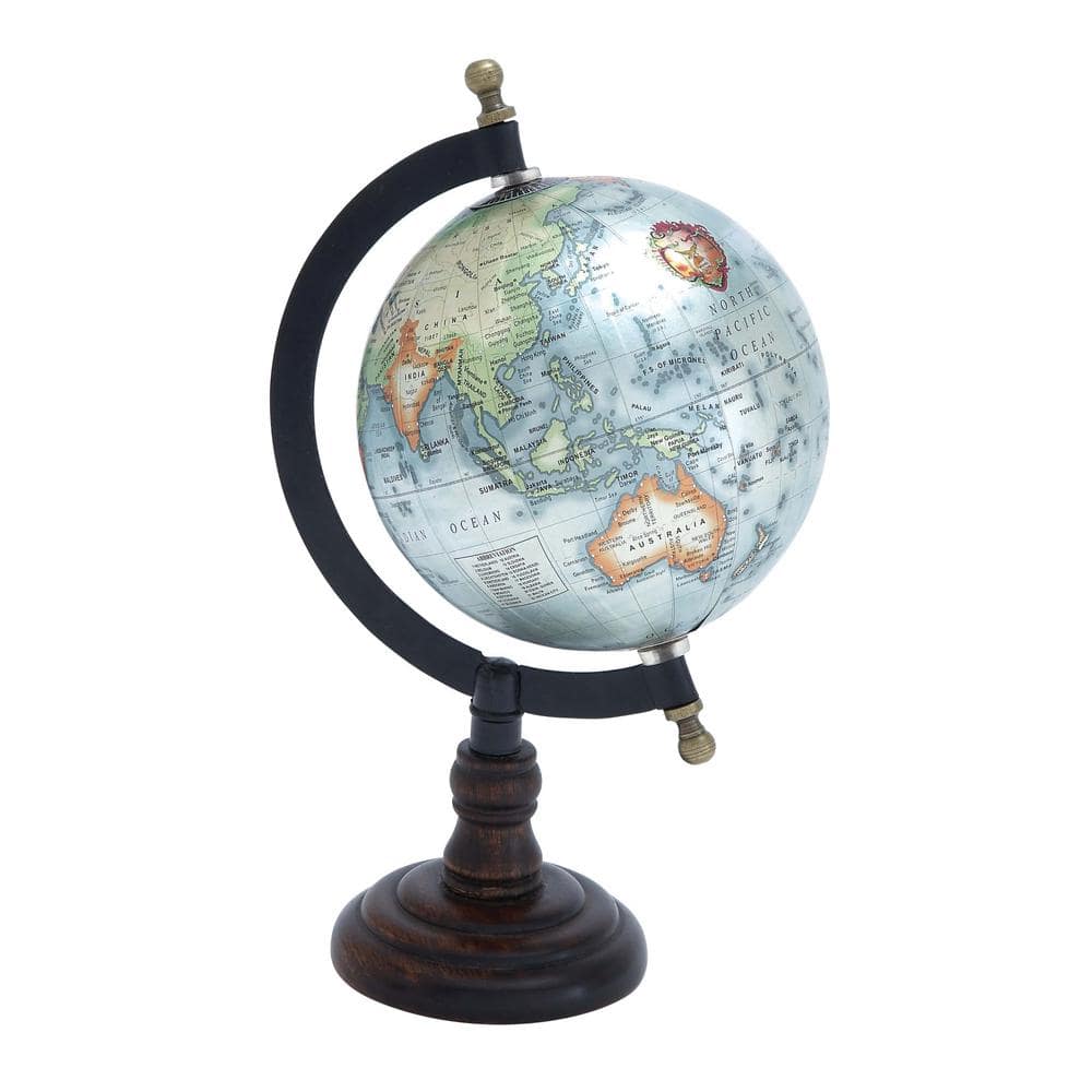 Litton Lane 10 in. Brown Mango Wood Decorative Globe 27939 - The Home Depot