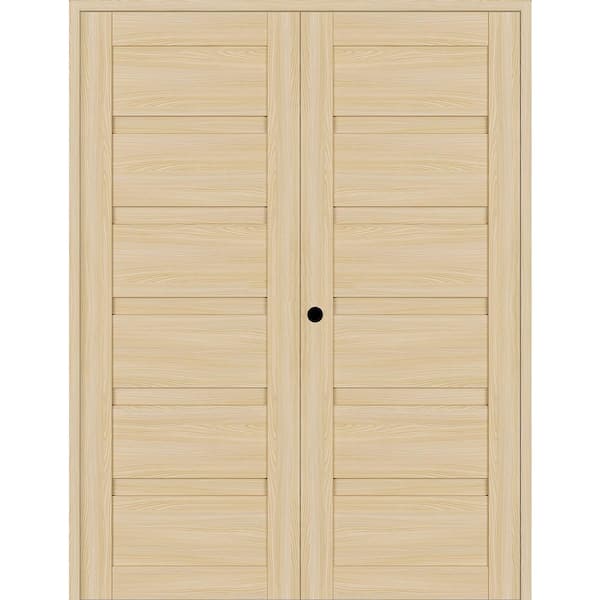 Belldinni Louver 56 in. x 84 in. Right Hand Active Loire Ash Wood Composite Double Prehung Interior Door