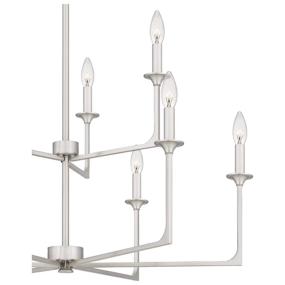Prescott Brushed Nickel 9-Light Chandelier with Candle Sleeves