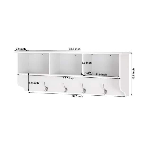 ECOCHIC SPACES INC White 38.6 in. W x 7.9 in. D Wall-Mounted Coat