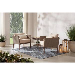 Oakshire 2-Piece Wicker Outdoor Patio Deep Seating Set with Tan Cushions