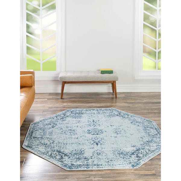 Sofia Casino Light Blue 6 ft. 1 in. x 6 ft. 1 in. Area Rug
