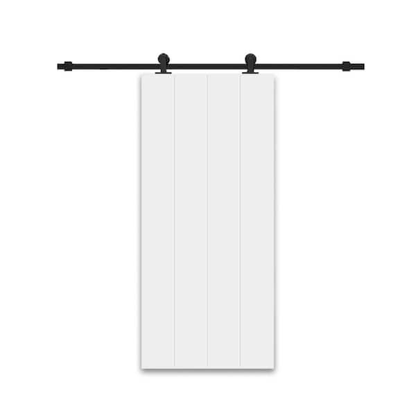 CALHOME 24 in. x 80 in. White Painted Composite MDF Paneled Interior Sliding Barn Door with Hardware Kit