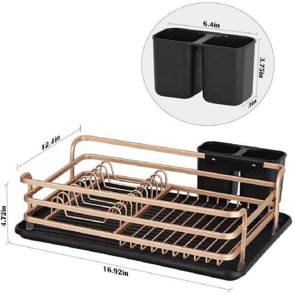 Dish Drying Rack with PP Trays, Gold Dish Drainer Cutlery Holder Set -  AliExpress
