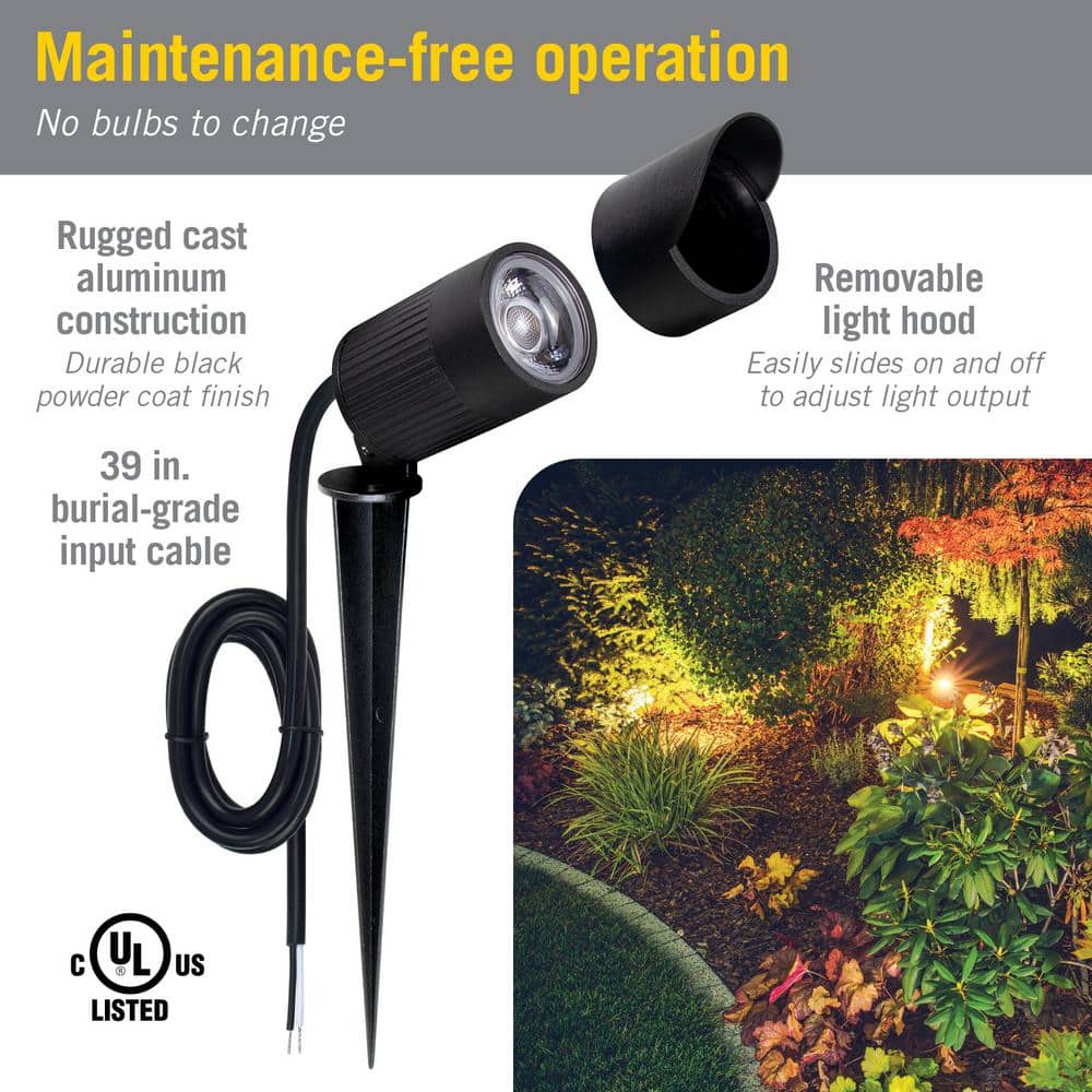 Black Aluminum Outdoor LED Spike Light with 300 Lumens