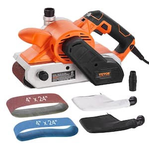 Belt Sander 10 AMP 4 in. x 24 in. Corded Sander 6 Speed with 2 in 1 Vacuum Adapter, 2 Dust Bags 2 Belts for Woodworking