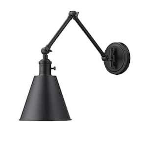 Gayson 7.5 in. 1-Light Matte Black Wall Sconce with Clear Glass Shade and No Bulb Included