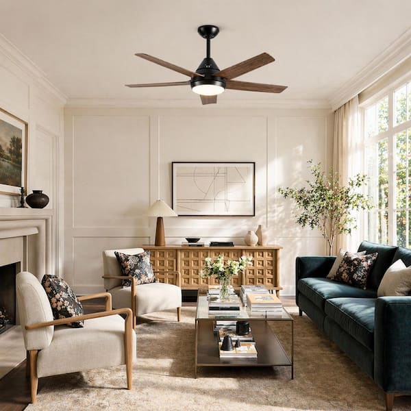 SkyView 48 in. Indoor/Outdoor Brown Wood Ceiling Fan with LED Light Bulbs and Remote Control