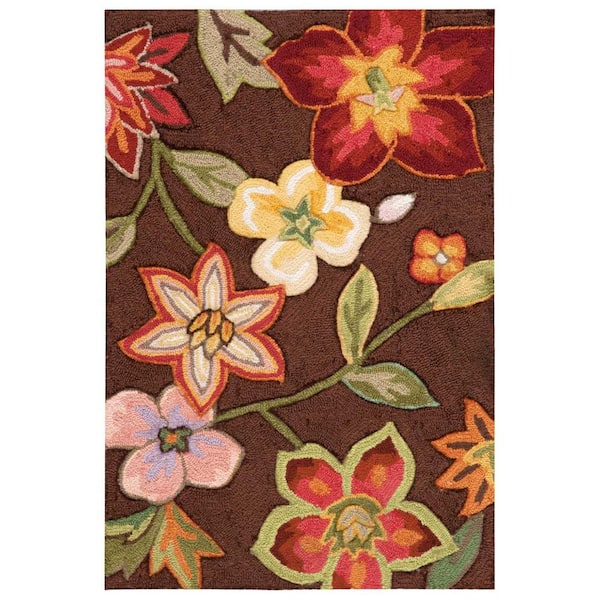 HomeRoots Brown 2 ft. x 3 ft. Floral Area Rug