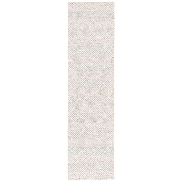 Ebony 2 ft. x 9 ft. Ivory/Beige Striped Diamond Runner Rug