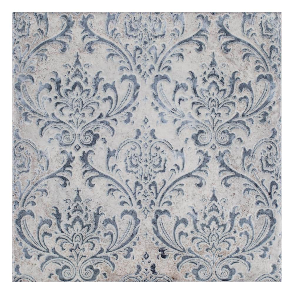 SomerTile Milano Decor Daman Azul 7-7/8x7-7/8 Ceramic W Tile