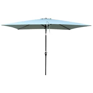 6 ft. x 9 ft. Steel Market Patio Umbrella with Crank and Push Button Tilt in Frosty Green