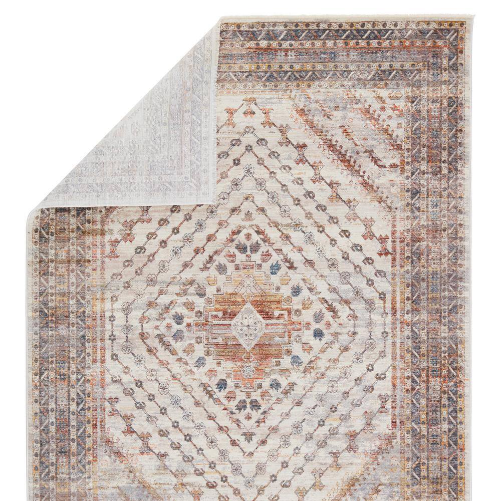 Terra Kids' Stain-Resistant Gray Medallion 3'x12' Wool Runner