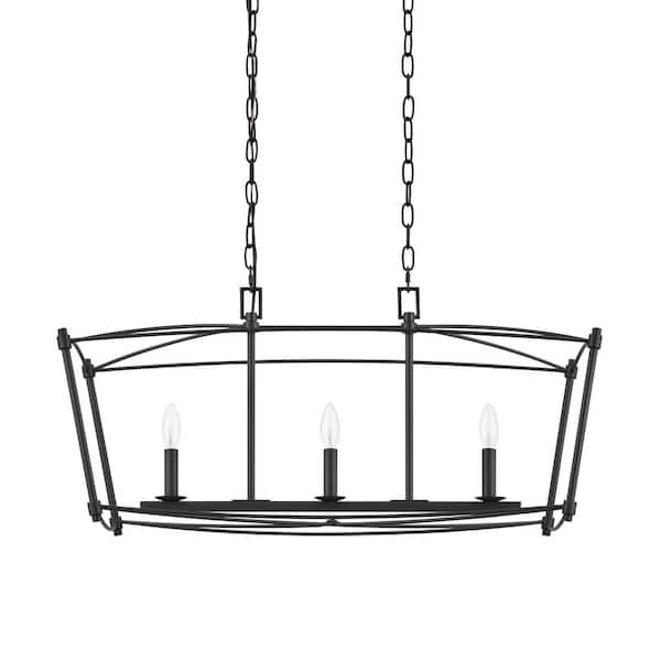Home Decorators Collection Marston 3-Light Matte Black Chandelier