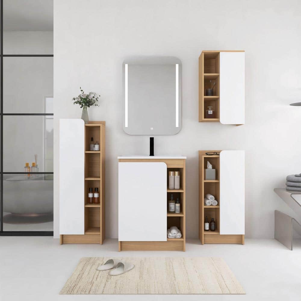 4-Piece Bathroom Vanity Set with Side Cabinets, Ceramic Sink and Soft-Close Doors price history on PriceWatchPro