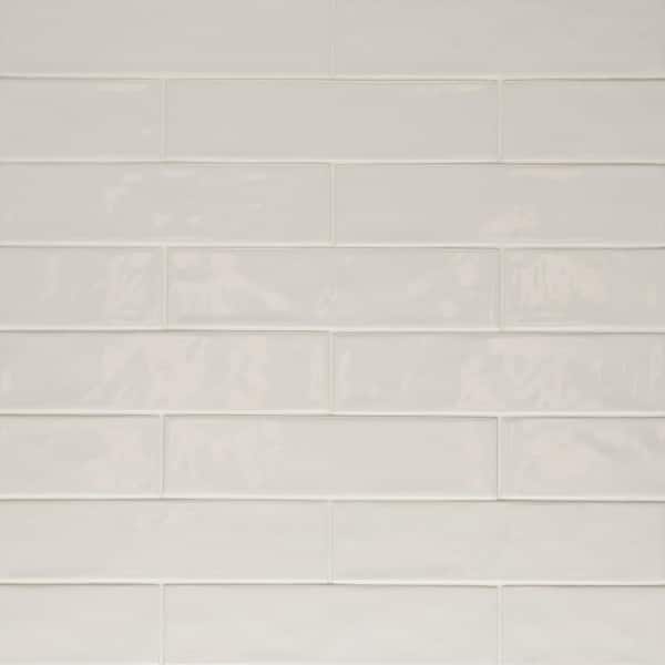 Bedrosians Clara Rectangle 2 in. x 11 in. Glossy Grey Porcelain Floor Tile (5.71 sq. ft./Case)