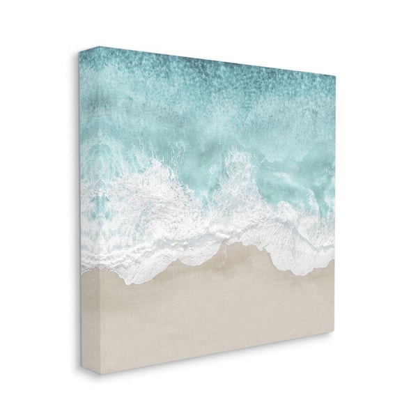 Stupell Industries "Sea Foam Sandy Beach Soft Blue Coast" by Maggie Olsen Unframed Nature Canvas Wall Art Print 17 in. x 17 in.